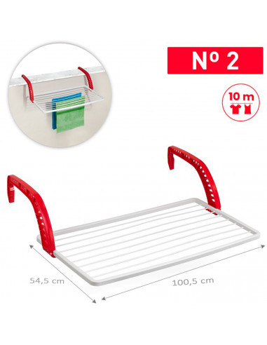 Tradineur - Tendedero plegable de resina para balcón - 10 metros de tendido - Fabricado en España - Soporte para tender ropa (Bl