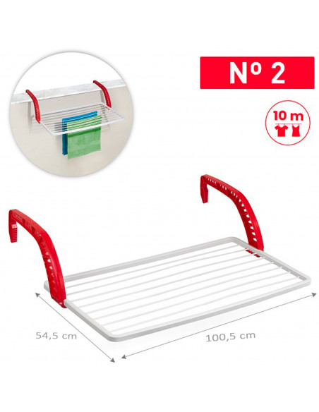 Tradineur - Tendedero plegable de resina para balcón - 10 metros de tendido - Fabricado en España - Soporte para tender ropa (Bl