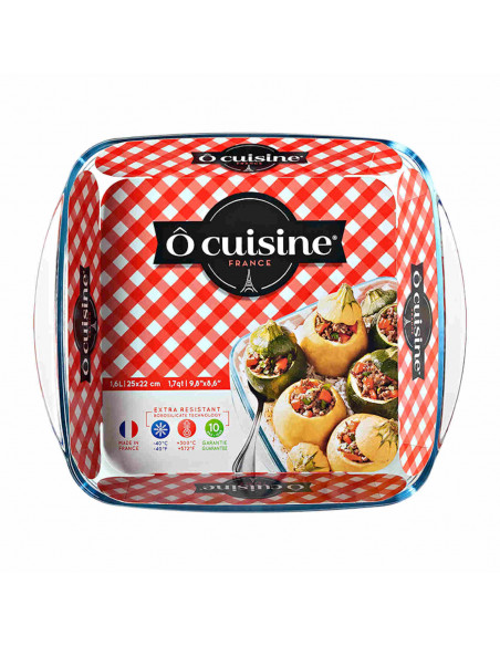 Tradineur - Fuente para horno cuadrado - Fabricado en Vidrio - Apto para horno, microondas, congelador y lavavajillas - 1,6 Litr
