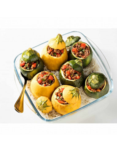 Tradineur - Fuente para horno cuadrado - Fabricado en Vidrio - Apto para horno, microondas, congelador y lavavajillas - 1,6 Litr