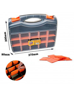 Caja organizadora de plástico de 37 x 30 x 8 cm con 2 compartimentos y asa. Organizador de herramientas para hogar o trabajo. Ma 2