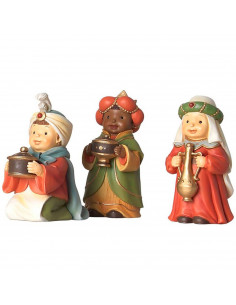 Tradineur - Figuras 3 Reyes Magos Naïf para belén navideño, marmolina, figuras decorativas para nacimiento, pesebre, navidad, ad