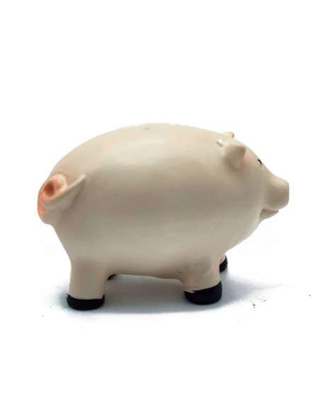 Tradineur - Figura de mini cerdo naif - Fabricado en marmolina - Figura decorativa divertida para nacimiento, navidad, decoració