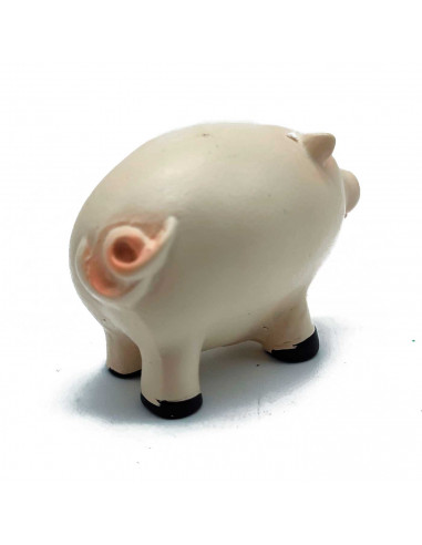 Tradineur - Figura de mini cerdo naif - Fabricado en marmolina - Figura decorativa divertida para nacimiento, navidad, decoració