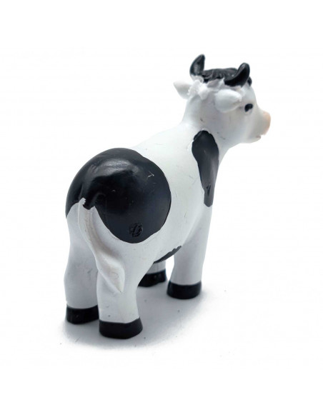 Tradineur - Figura de mini vaca naif para belén - Fabricado en marmolina - Figura decorativa divertida para nacimiento, navidad,