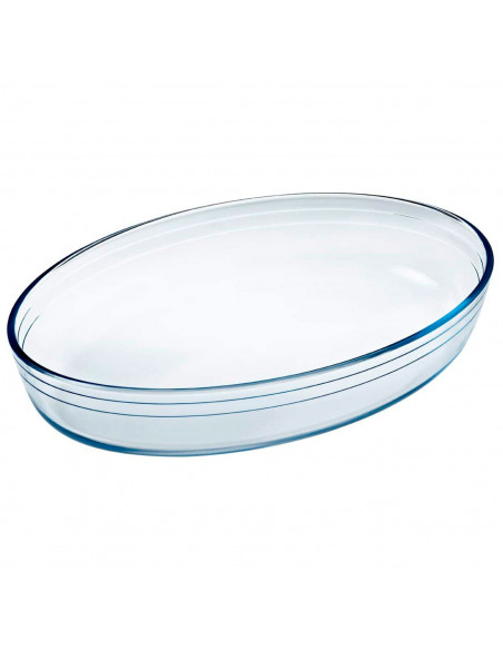 Tradineur - Fuente para horno ovalada - Fabricado en Vidrio - Apto para horno, microondas, congelador y lavavajillas - 4 Litros