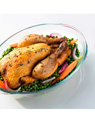 Tradineur - Fuente para horno ovalada - Fabricado en Vidrio - Apto para horno, microondas, congelador y lavavajillas - 4 Litros