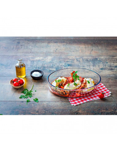 Tradineur - Fuente para horno ovalada - Fabricado en Vidrio - Apto para horno, microondas, congelador y lavavajillas - 4 Litros