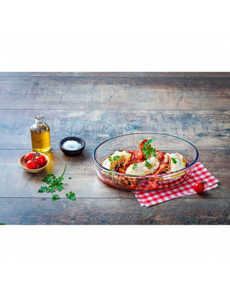 Tradineur - Fuente para horno ovalada - Fabricado en Vidrio - Apto para horno, microondas, congelador y lavavajillas - 4 Litros