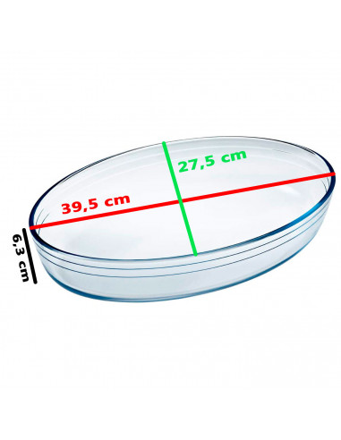 Tradineur - Fuente para horno ovalada - Fabricado en Vidrio - Apto para horno, microondas, congelador y lavavajillas - 4 Litros