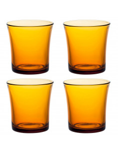 Tradineur - Set de 4 vasos de cristal templado, modelo Lys, resistentes a los golpes y choques térmicos, aptos para lavavajillas