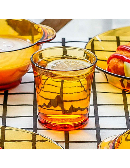 Tradineur - Set de 4 vasos de cristal templado, modelo Lys, resistentes a los golpes y choques térmicos, aptos para lavavajillas