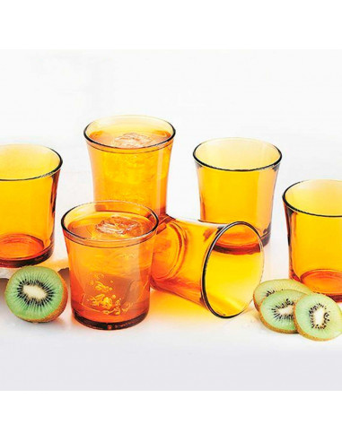 Tradineur - Set de 4 vasos de cristal templado, modelo Lys, resistentes a los golpes y choques térmicos, aptos para lavavajillas