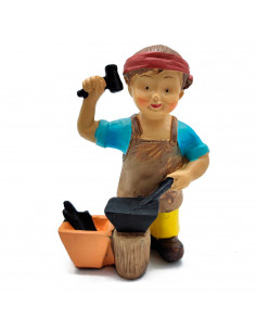 Tradineur - Figura de herrero para belén - Estilo Naïf - Marmolina - Figura decorativa divertida para nacimiento, Navidad, decor