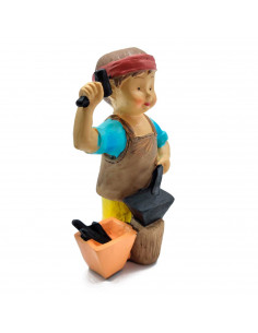 Tradineur - Figura de herrero para belén - Estilo Naïf - Marmolina - Figura decorativa divertida para nacimiento, Navidad, decor 2