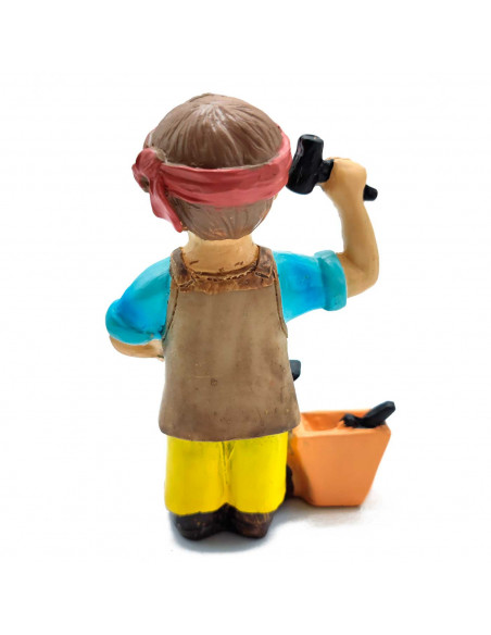 Tradineur - Figura de herrero para belén - Estilo Naïf - Marmolina - Figura decorativa divertida para nacimiento, Navidad, decor