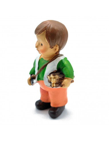 Tradineur - Figura de pastor con leña para Belén - Estilo naïf - Marmolina - Figura decorativa divertida para nacimiento, navida