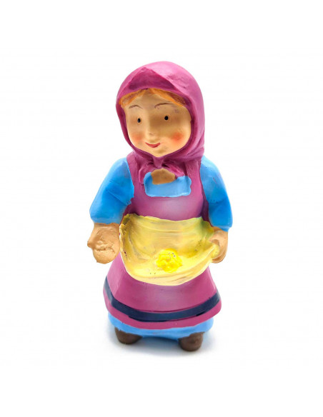 Tradineur - Figura de granjera para Belén - Estilo naïf - Marmolina - Adorno divertido para nacimiento, Navidad, decoración trad