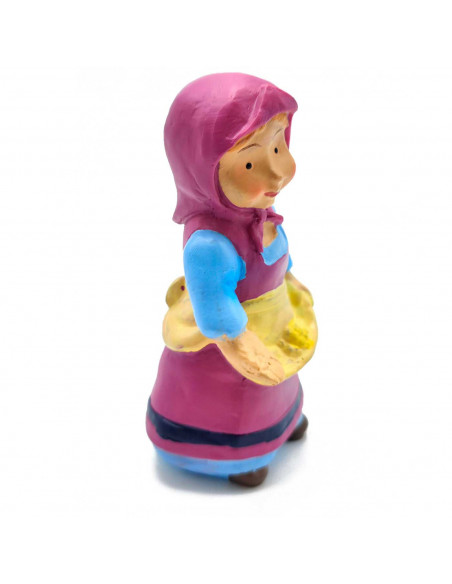 Tradineur - Figura de granjera para Belén - Estilo naïf - Marmolina - Adorno divertido para nacimiento, Navidad, decoración trad