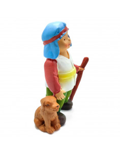 Tradineur - Figura de pastor con perro para Belén - Estilo naïf - Marmolina - Adorno divertido para nacimiento, Navidad, decorac 2