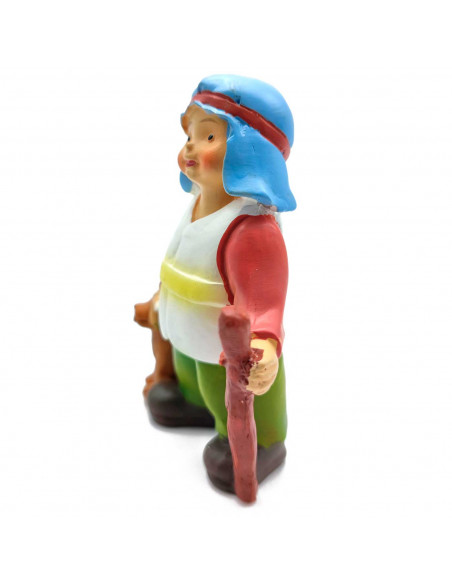 Tradineur - Figura de pastor con perro para Belén - Estilo naïf - Marmolina - Adorno divertido para nacimiento, Navidad, decorac