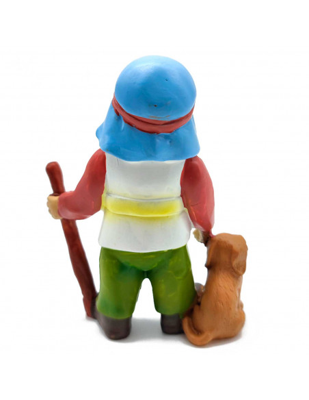 Tradineur - Figura de pastor con perro para Belén - Estilo naïf - Marmolina - Adorno divertido para nacimiento, Navidad, decorac