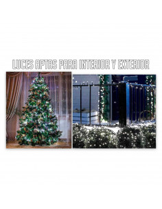 Tradineur - Tira de 100 luces LEDs para decoracion navideña - Apto para interior y exterior - Función de luz foja e intermitente 2