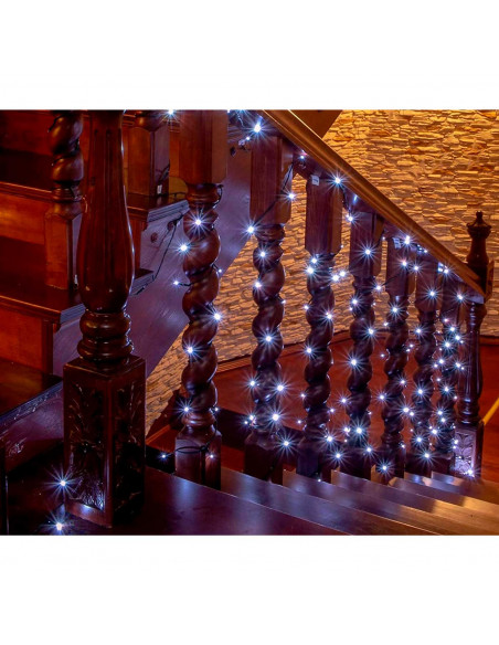 Tradineur - Tira de 100 luces LEDs para decoracion navideña - Apto para interior y exterior - Función de luz foja e intermitente