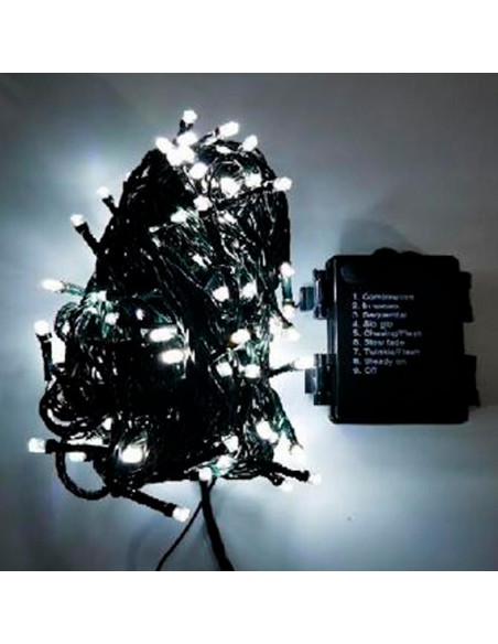 Tradineur - Tira de 100 luces LEDs para decoración - Apto solo para interior - Función de luz foja e intermitente - 8 Metros - C