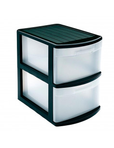 Plastic Forte - Cajonera támesis base blanco 2 cajones de color surtido 41 x 28 x 39 cm, Cajonera plástico 2 cajones sin ruedas