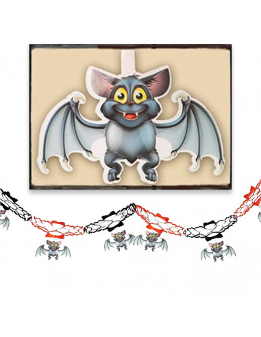 Tradineur - Guirnalda de murciélagos para Halloween - Complementos, decoración para fiestas - Color Naranja/Negro - Longitud de