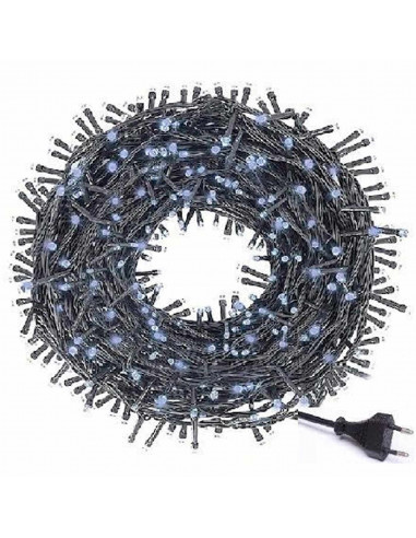 Tradineur - Tira de 180 luces LEDs - Apto para interiores - Función de luz foja e intermitente - 14,2 Metros - Color Blanco