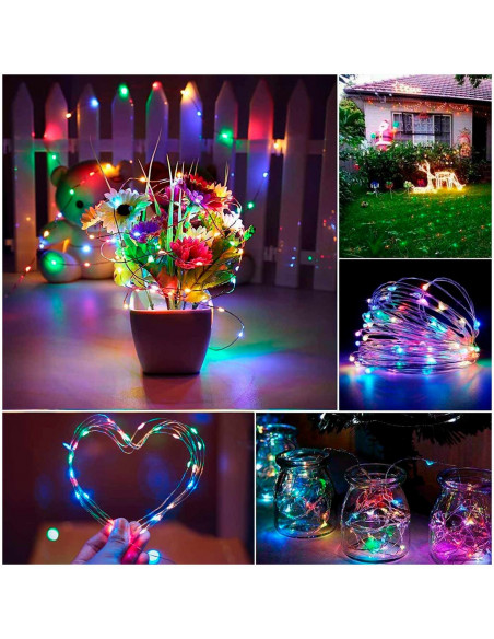 Tradineur - Alambre de 20 luces navideñas para botella LEDs - Apto solo para interior - Función de luz foja e intermitente - 2 M