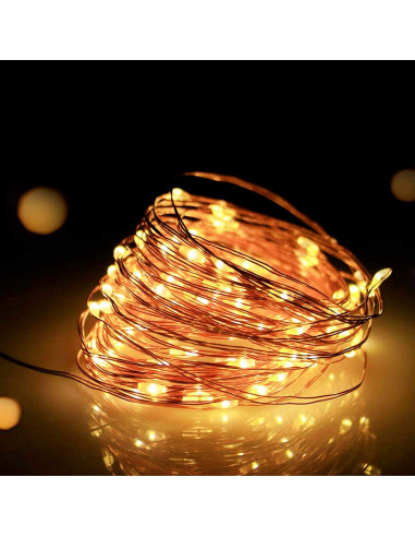 Tradineur - Alambre de 20 luces navideñas para botella LEDs - Apto solo para interior - Función de luz foja e intermitente - 2 M