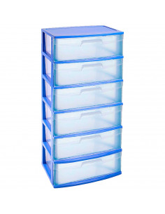 Tradineur - Cajonera de organización Nilo - Ideal para el hogar o el trabajo - Fabricación en plástico - 6 Cajones Translucido