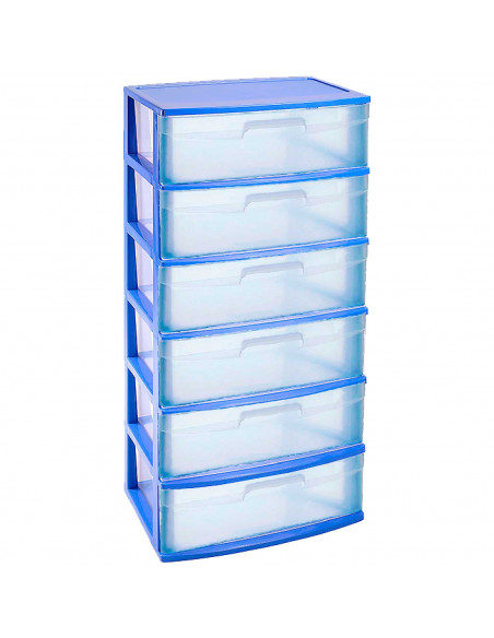 Tradineur - Cajonera de organización Nilo - Ideal para el hogar o el trabajo - Fabricación en plástico - 6 Cajones Translucido