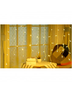 Tradineur - Cortina de 162 luces LEDs - Apto para interiores y exteriores - Función de luz foja e intermitente - Color Luz cálid