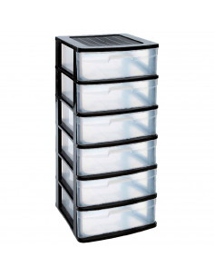 Tradineur - Cajonera de organización Nilo - Ideal para el hogar o el trabajo - Fabricación en plástico - 6 Cajones translucido