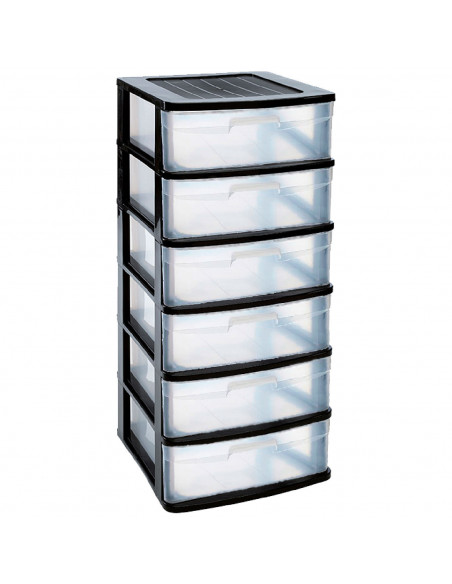 Tradineur - Cajonera de organización Nilo - Ideal para el hogar o el trabajo - Fabricación en plástico - 6 Cajones translucido