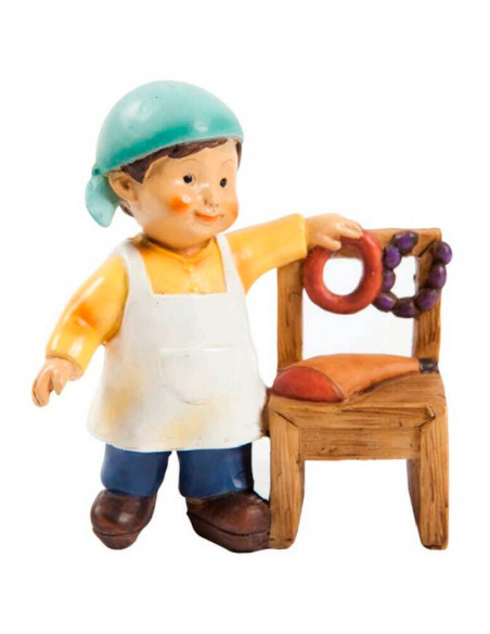 Tradineur - Figura de carnicero Naïf para Belén, marmolina, figura de oficio decorativa para nacimiento, pesebre, Navidad, adorn