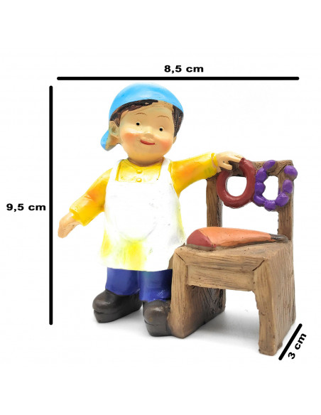 Tradineur - Figura de carnicero Naïf para Belén, marmolina, figura de oficio decorativa para nacimiento, pesebre, Navidad, adorn