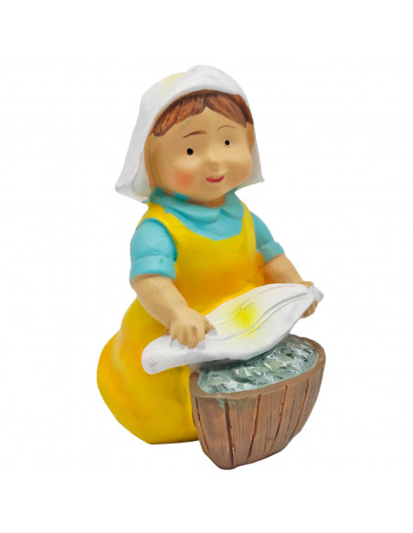 Tradineur - Figura de lavandera Naïf para Belén, marmolina, figura de oficio decorativa para nacimiento, pesebre, Navidad, adorn