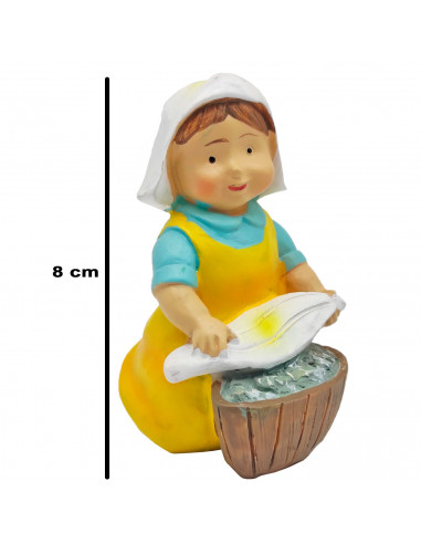 Tradineur - Figura de lavandera Naïf para Belén, marmolina, figura de oficio decorativa para nacimiento, pesebre, Navidad, adorn