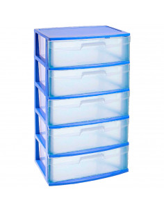 Tradineur - Cajonera de organización Nilo - Ideal para el hogar o el trabajo - Fabricación en plástico - 5 Cajones Translucido