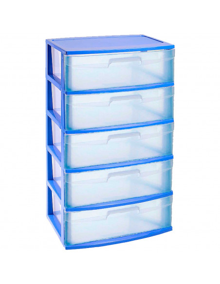 Tradineur - Cajonera de organización Nilo - Ideal para el hogar o el trabajo - Fabricación en plástico - 5 Cajones Translucido