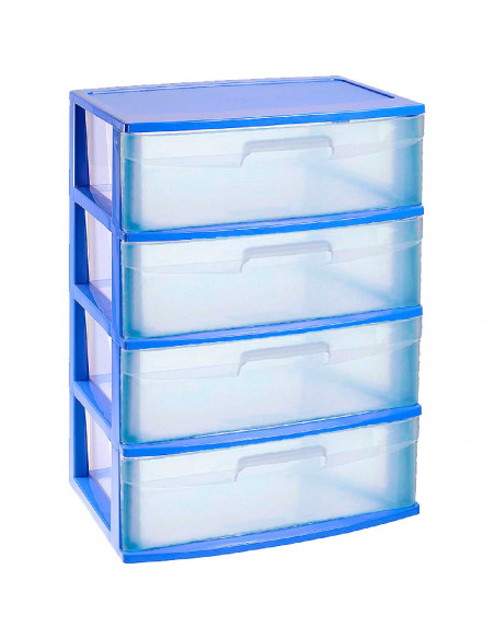 Tradineur - Cajonera de organización Nilo - Ideal para el hogar o el trabajo - Fabricación en plástico - 4 Cajones Translucido