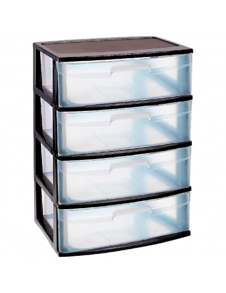 Tradineur - Cajonera de organización Nilo - Ideal para el hogar o el trabajo - Fabricación en plástico - 4 Cajones Translucido