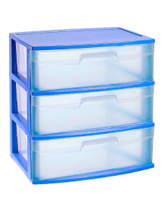 Tradineur - Cajonera de organización Nilo - Ideal para el hogar o el trabajo - Fabricación en plástico - 3 Cajones translucido