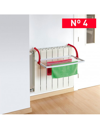 Tradineur - Tendedero plegable de resina para radiador - 3 metros de tendido - Fabricado en España - Soporte para tender ropa (B