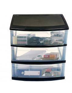 Tradineur - Cajonera de organización Nilo - Ideal para el hogar o el trabajo - Fabricación en plástico - 3 Cajones translucido 2